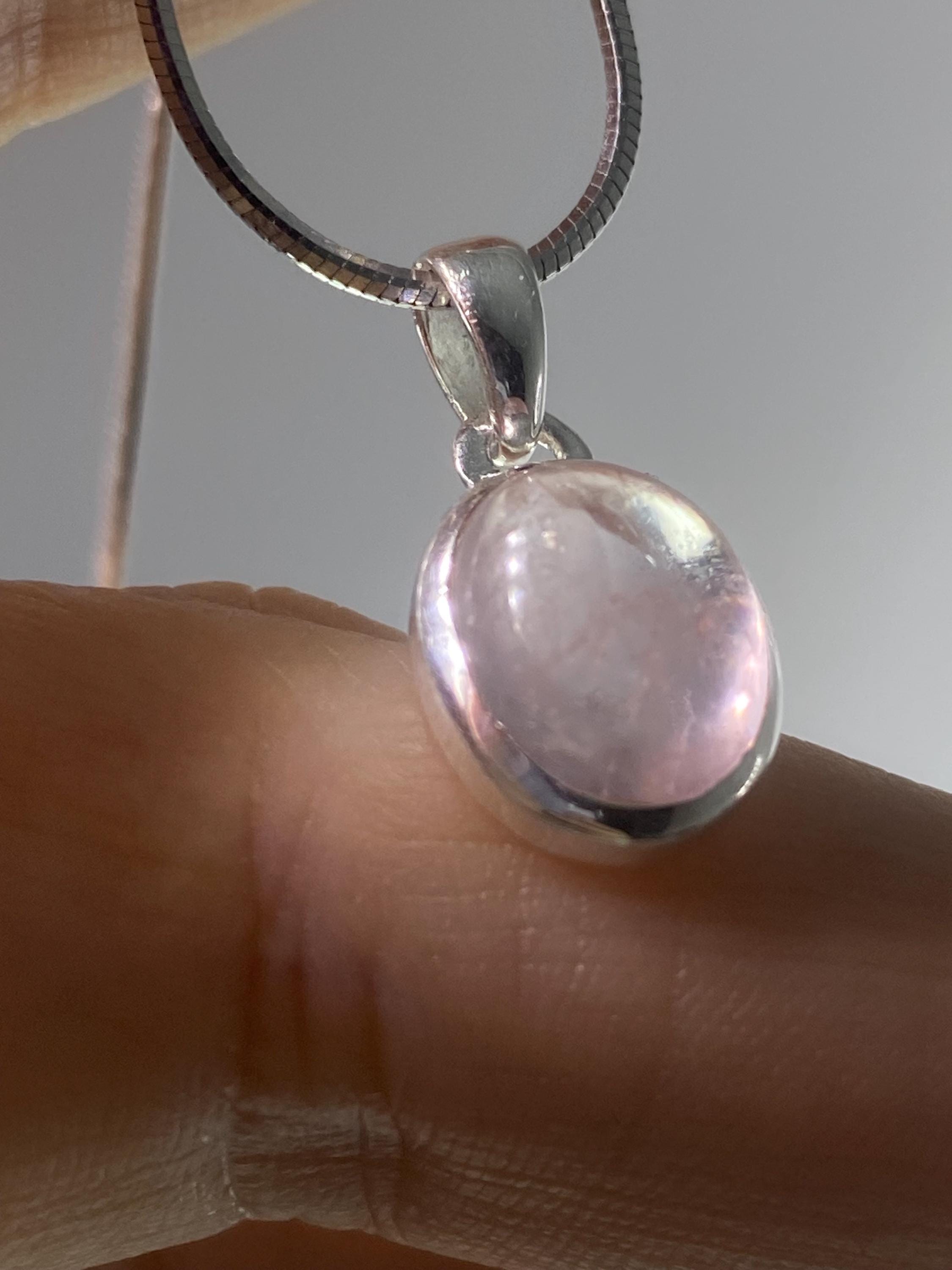 Natural Morganite and Sterling Silver Pendant