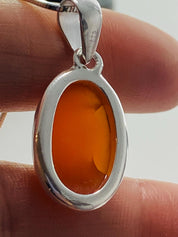 Natural Carnelian and Silver Pendant