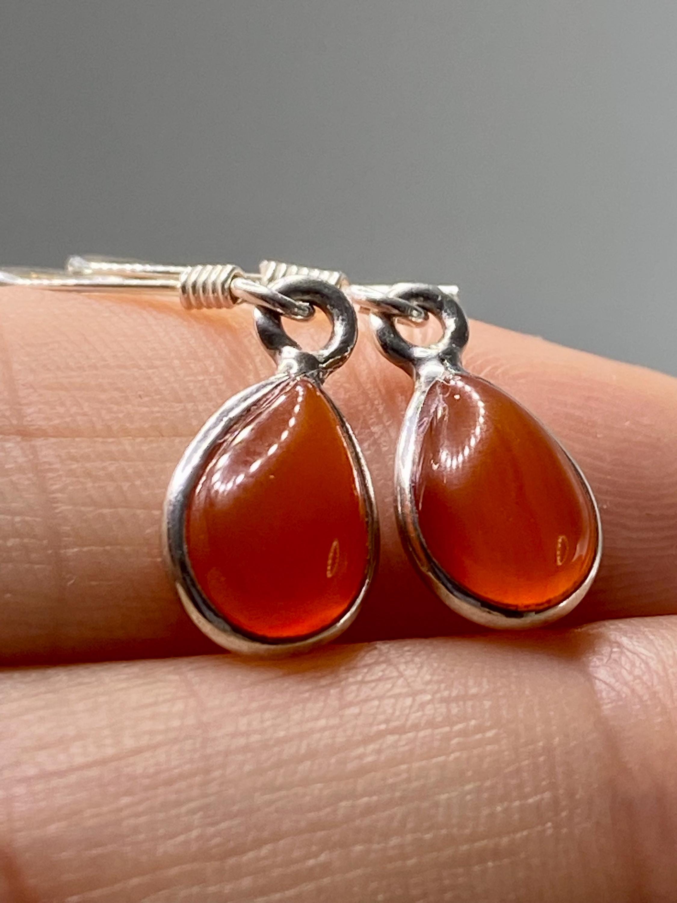Natural Carnelian and Silver Earrings