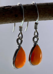 Natural Carnelian and Silver Earrings