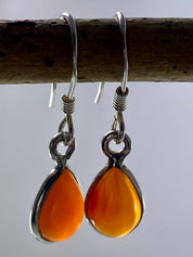 Natural Carnelian and Silver Earrings