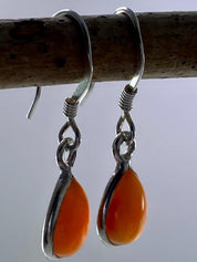 Natural Carnelian and Silver Earrings