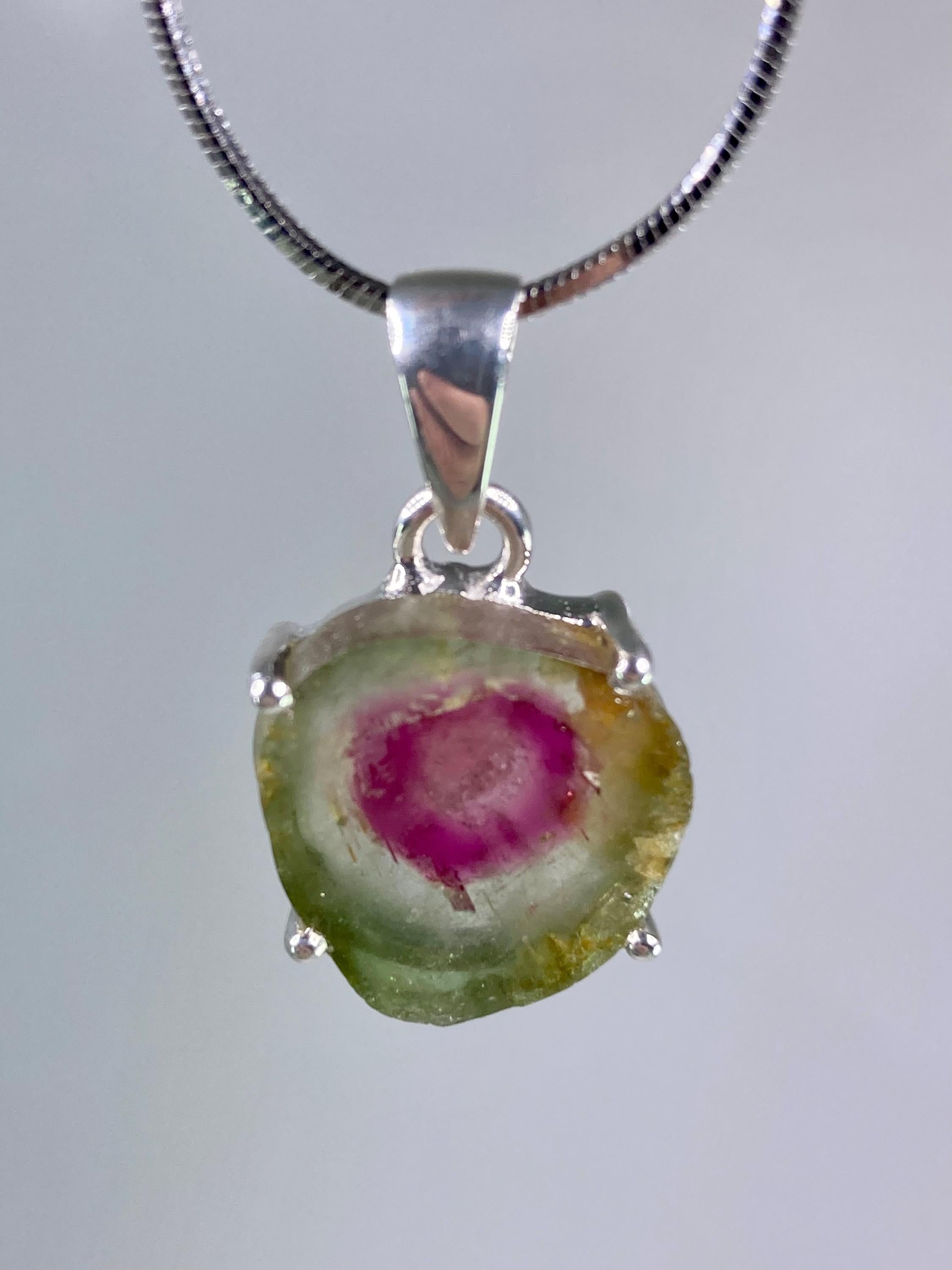 The Perfect Watermelon Tourmaline and Silver pendant