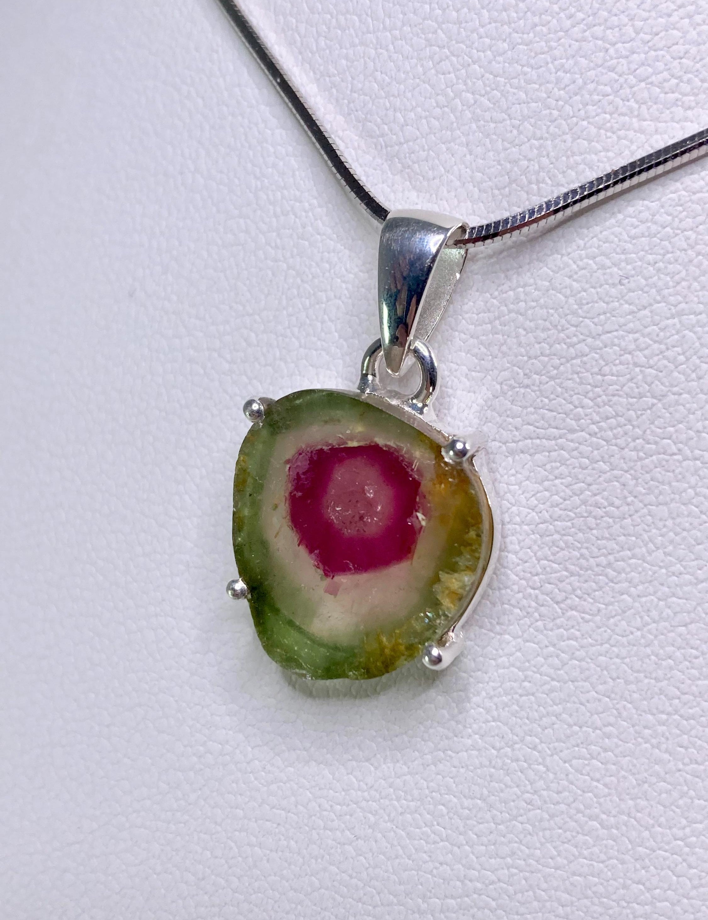 The Perfect Watermelon Tourmaline and Silver pendant