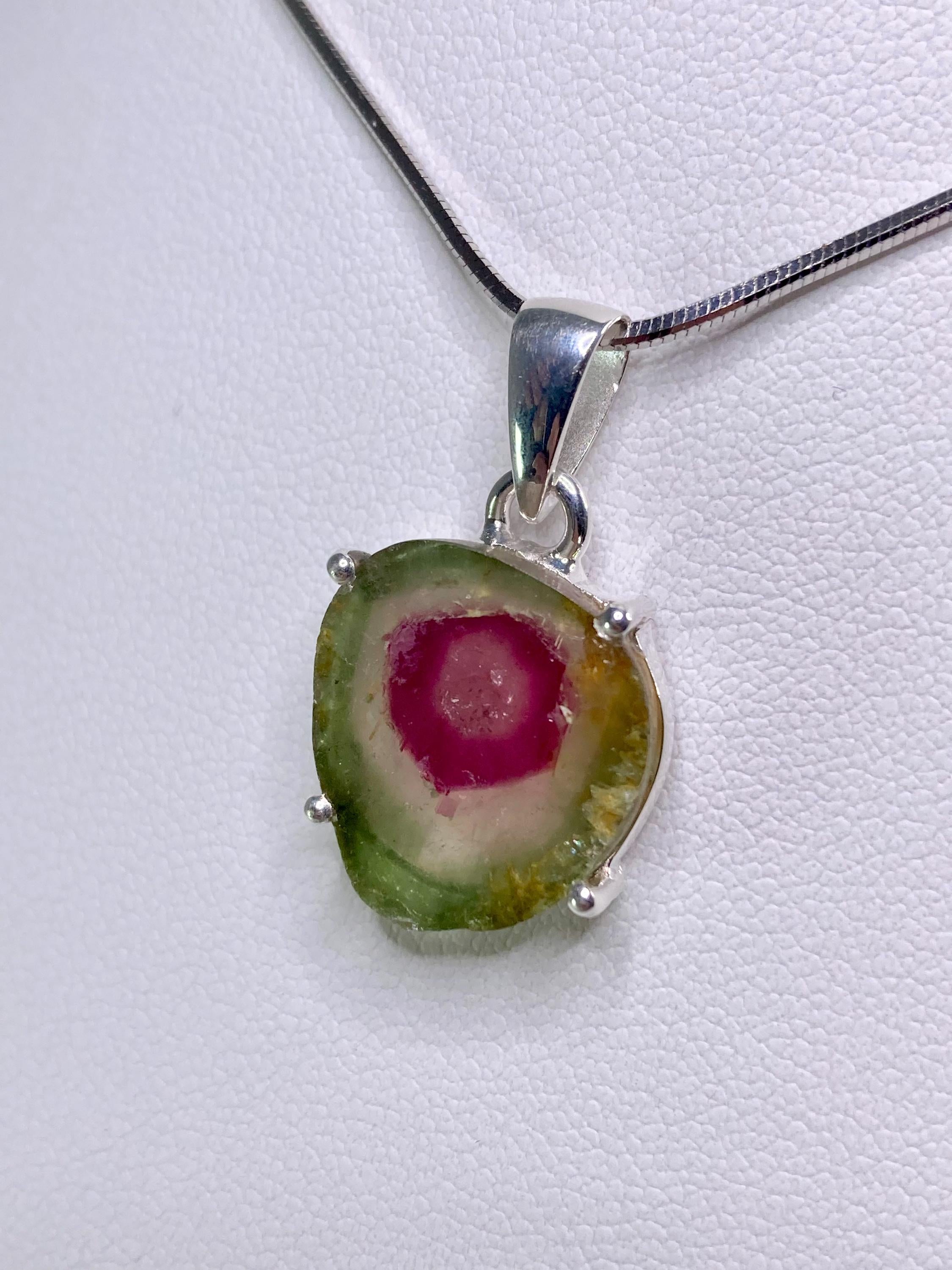 The Perfect Watermelon Tourmaline and Silver pendant