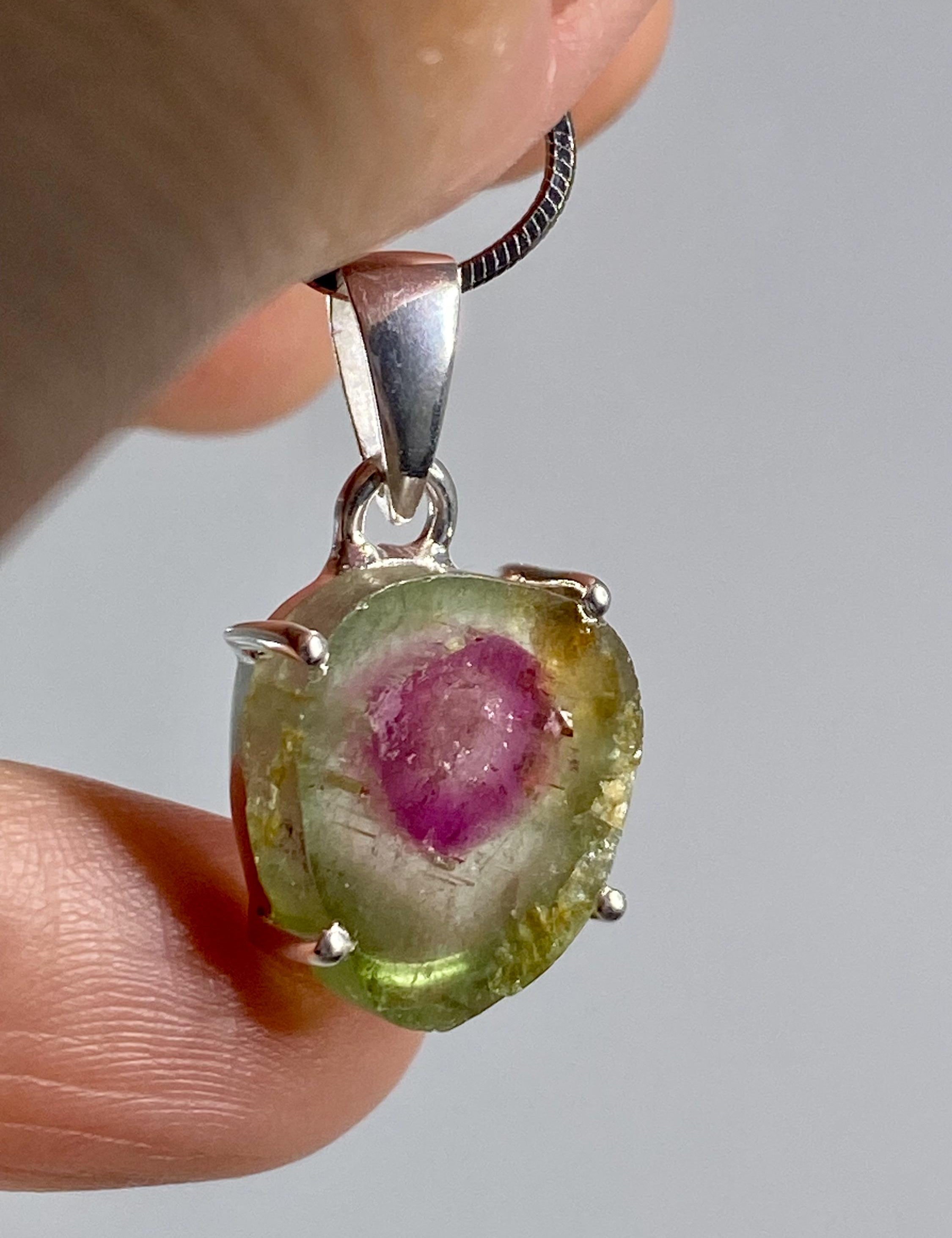 The Perfect Watermelon Tourmaline and Silver pendant