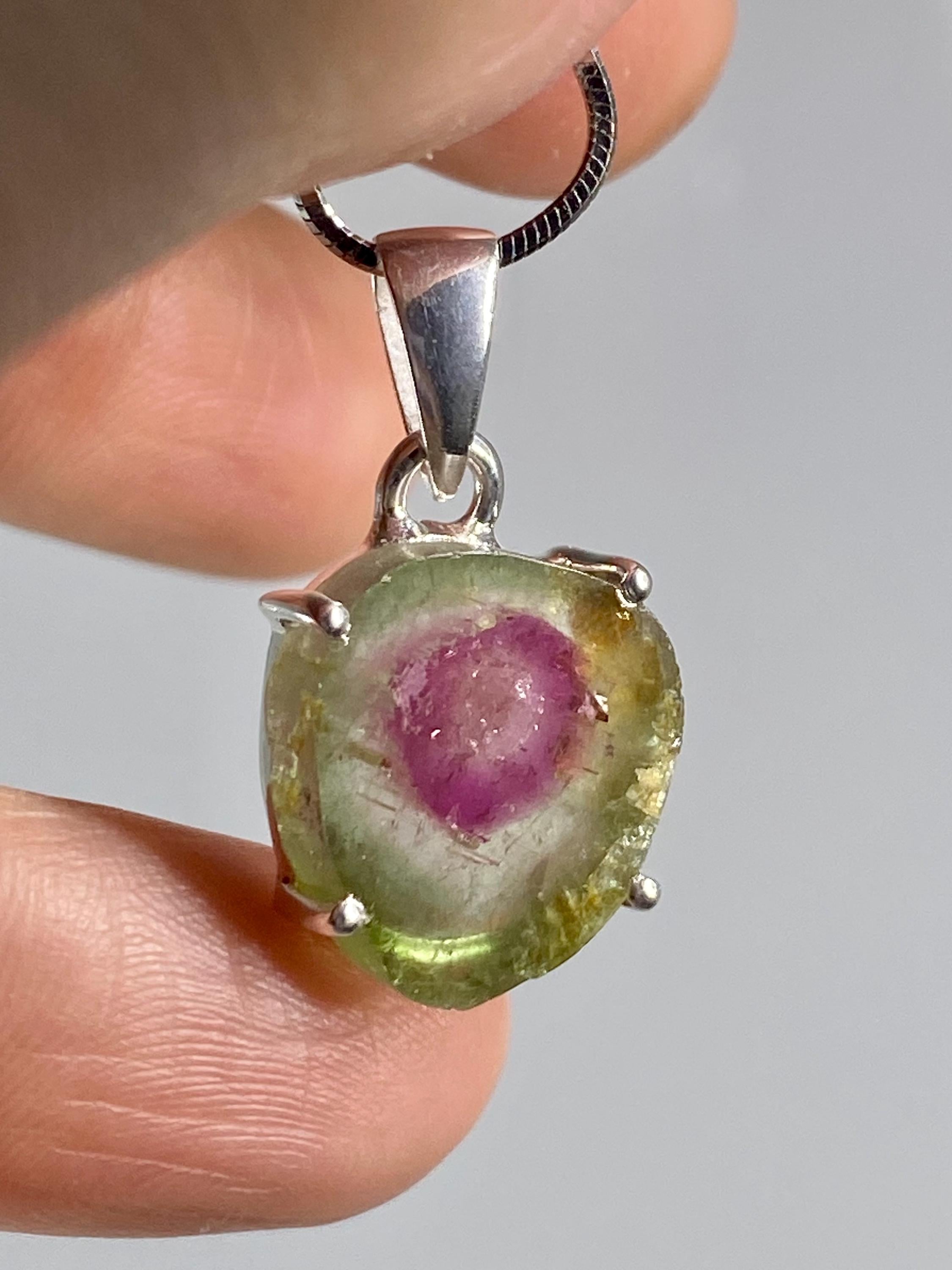 The Perfect Watermelon Tourmaline and Silver pendant