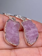 Natural Kunzite Slice Silver earrings