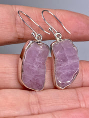 Natural Kunzite Slice Silver earrings