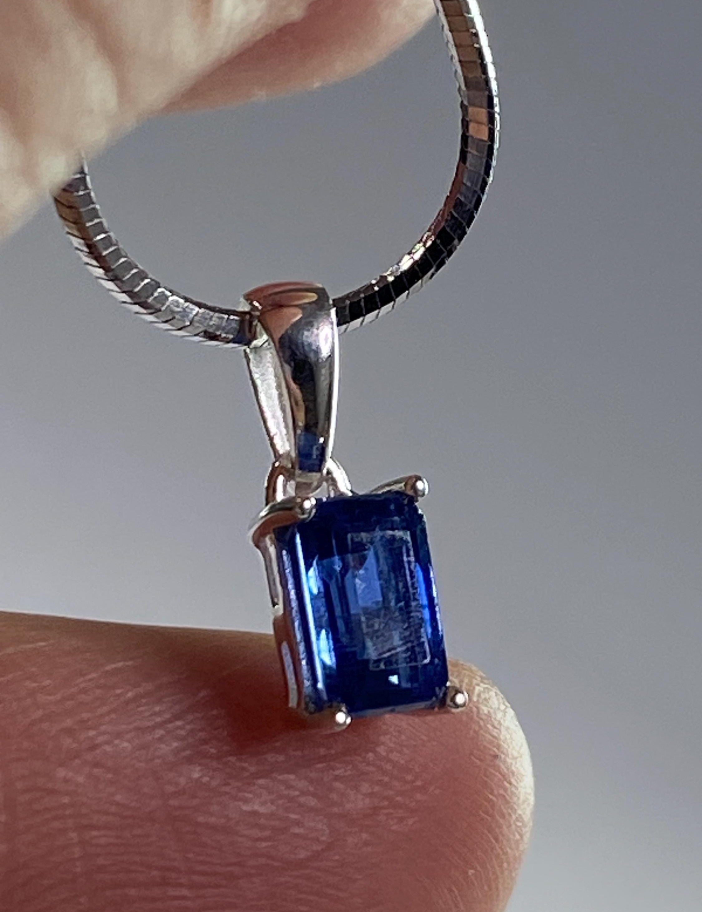 Blue Kyanite and Silver Pendant