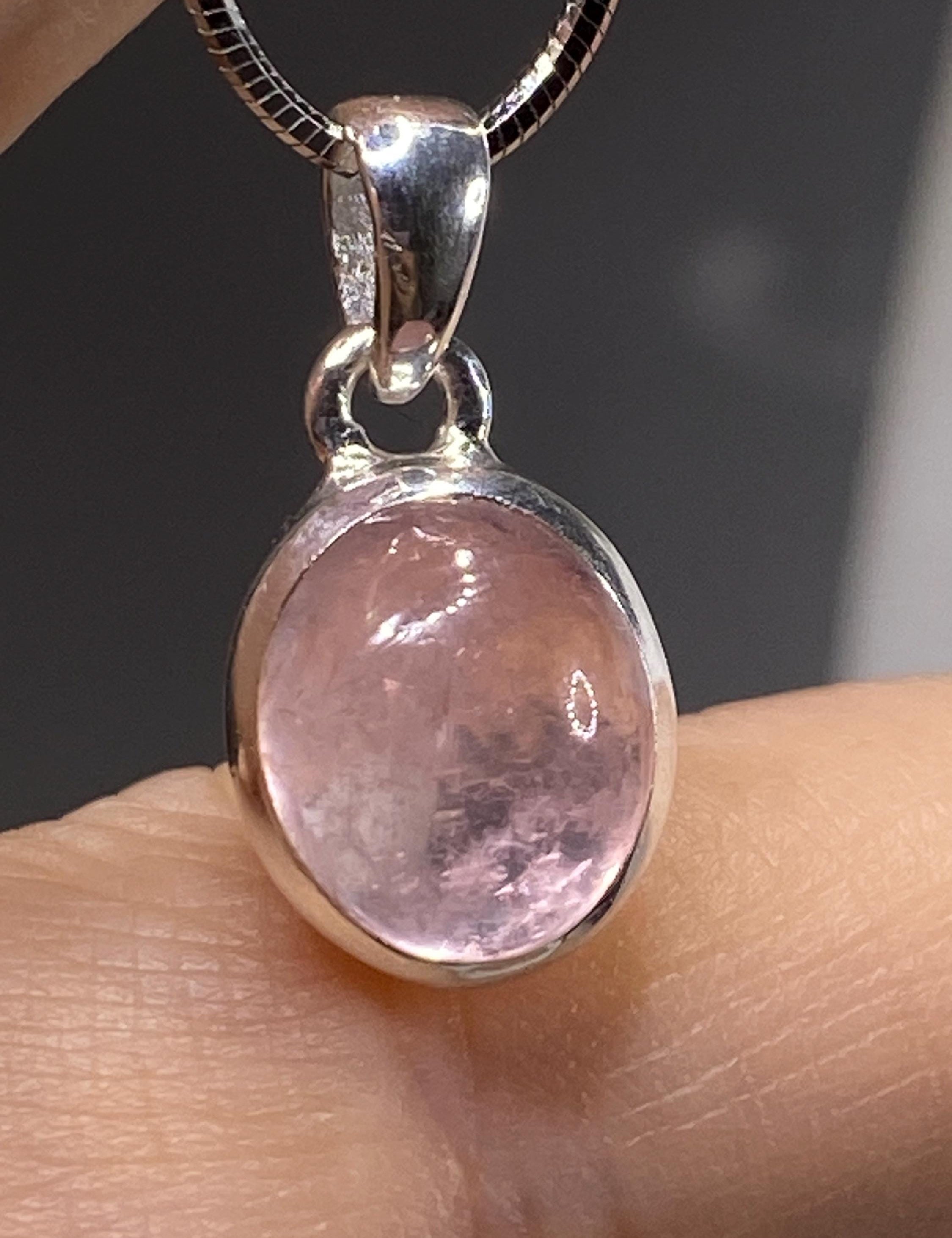 Natural Morganite and Sterling Silver Pendant