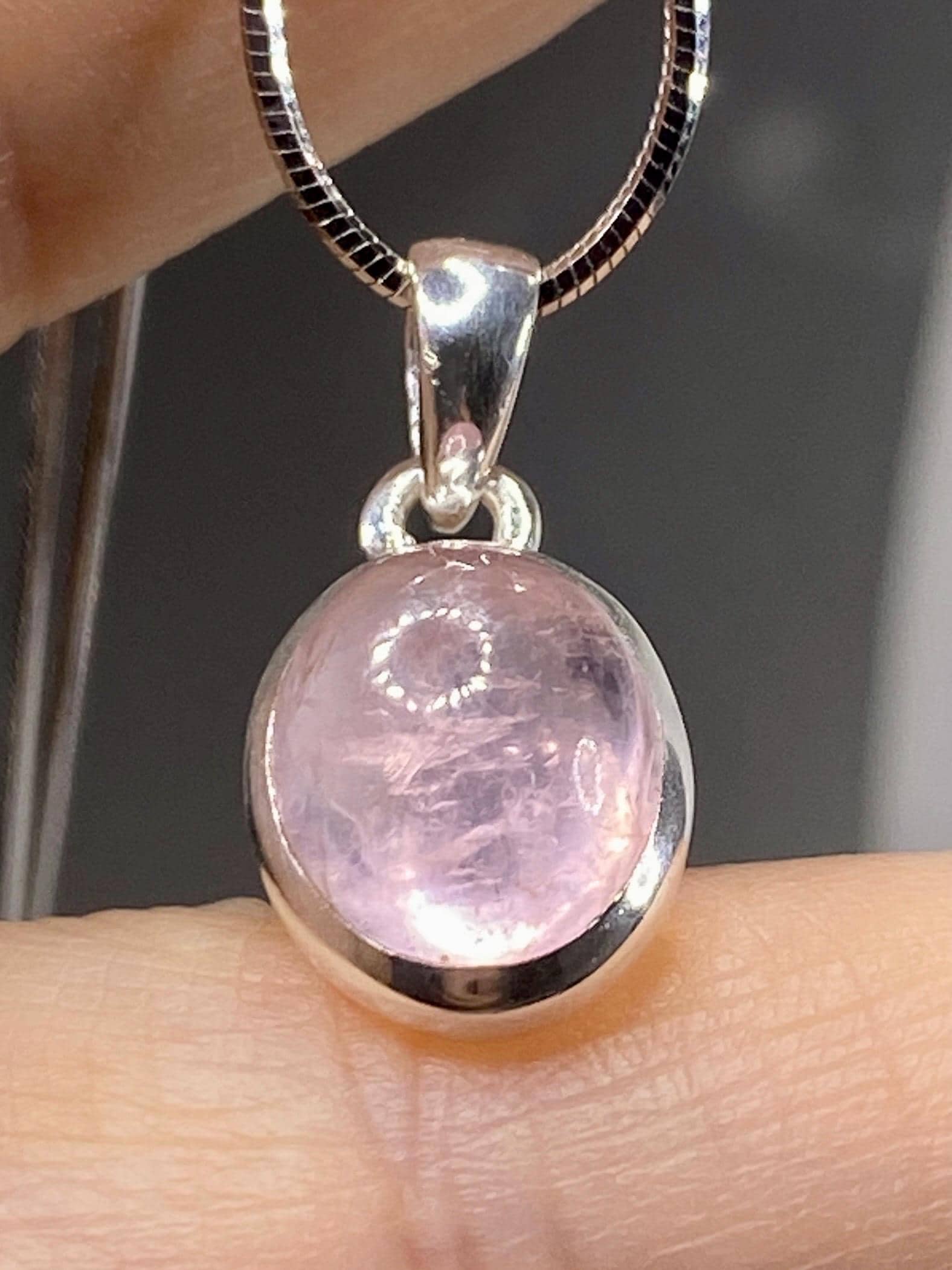 Natural Morganite and Sterling Silver Pendant