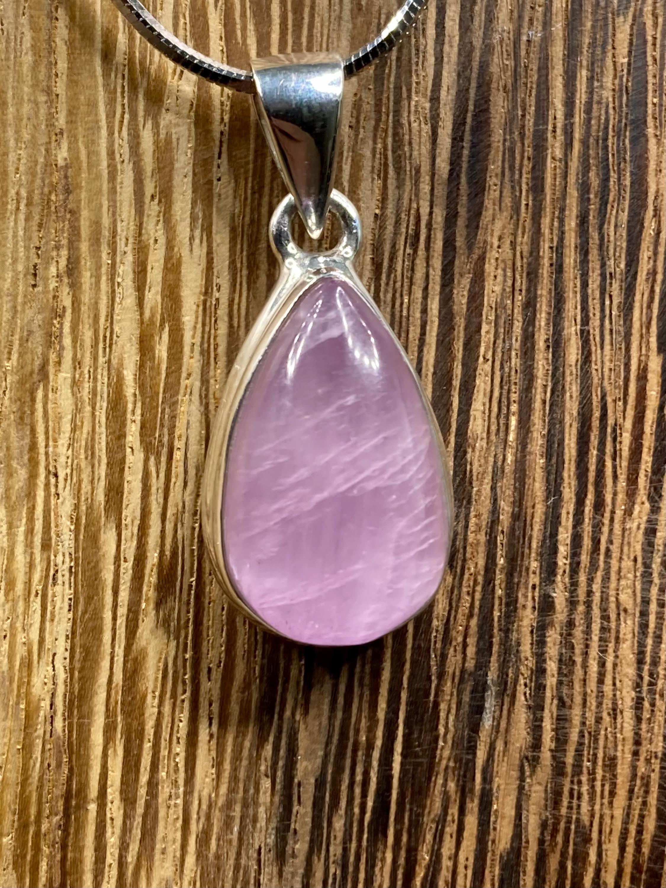 Natural Kunzite Silver Pendant