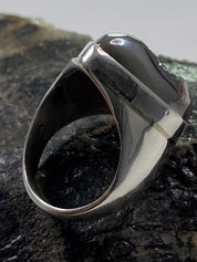 Platinum Window Druzy Silver Ring