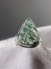 Moss Agate and Silver Ring