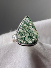 Moss Agate and Silver Ring