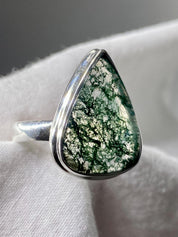 Moss Agate and Silver Ring