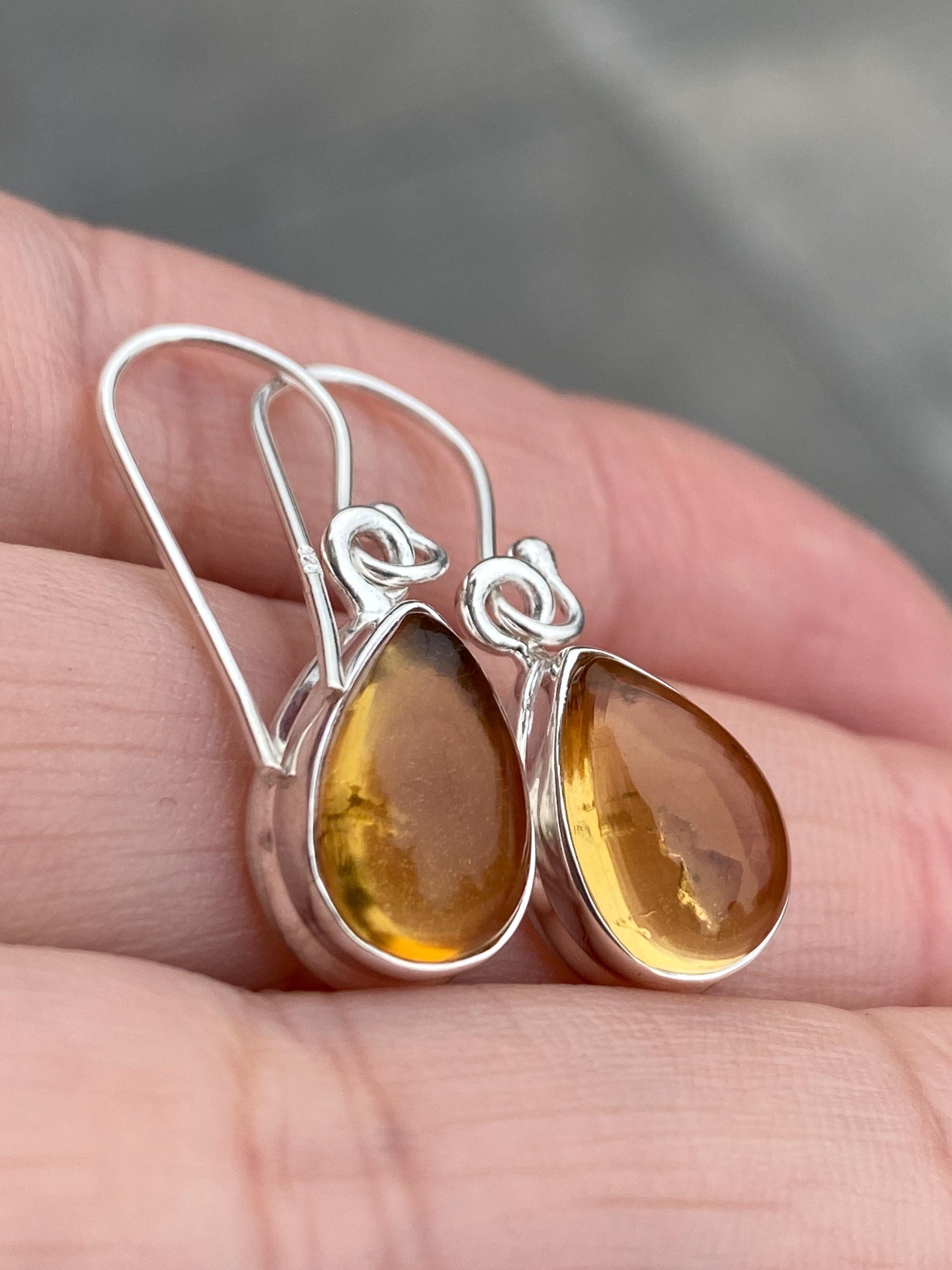 Citrine and Sterling Silver Dangle Earrings