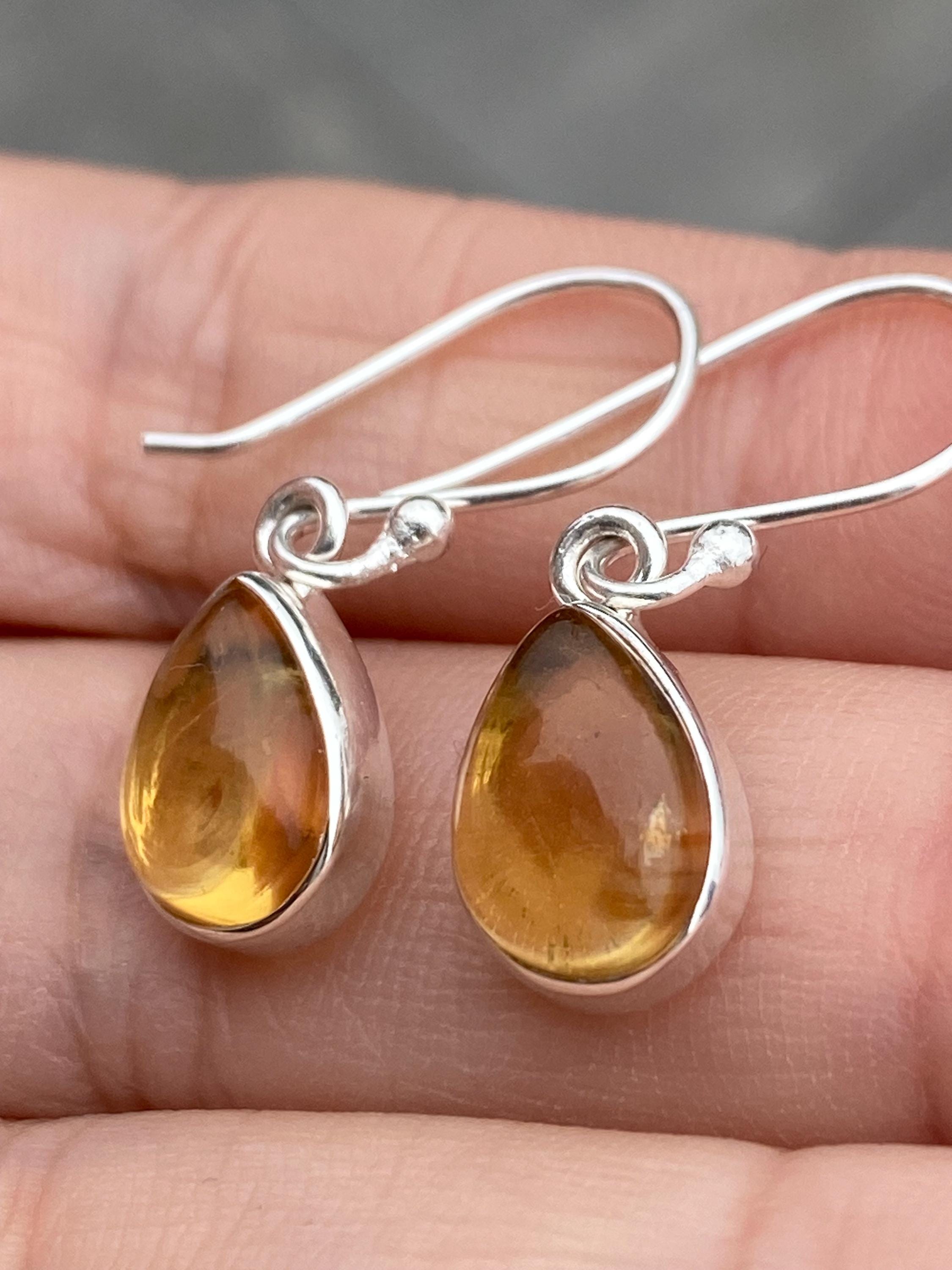 Citrine and Sterling Silver Dangle Earrings