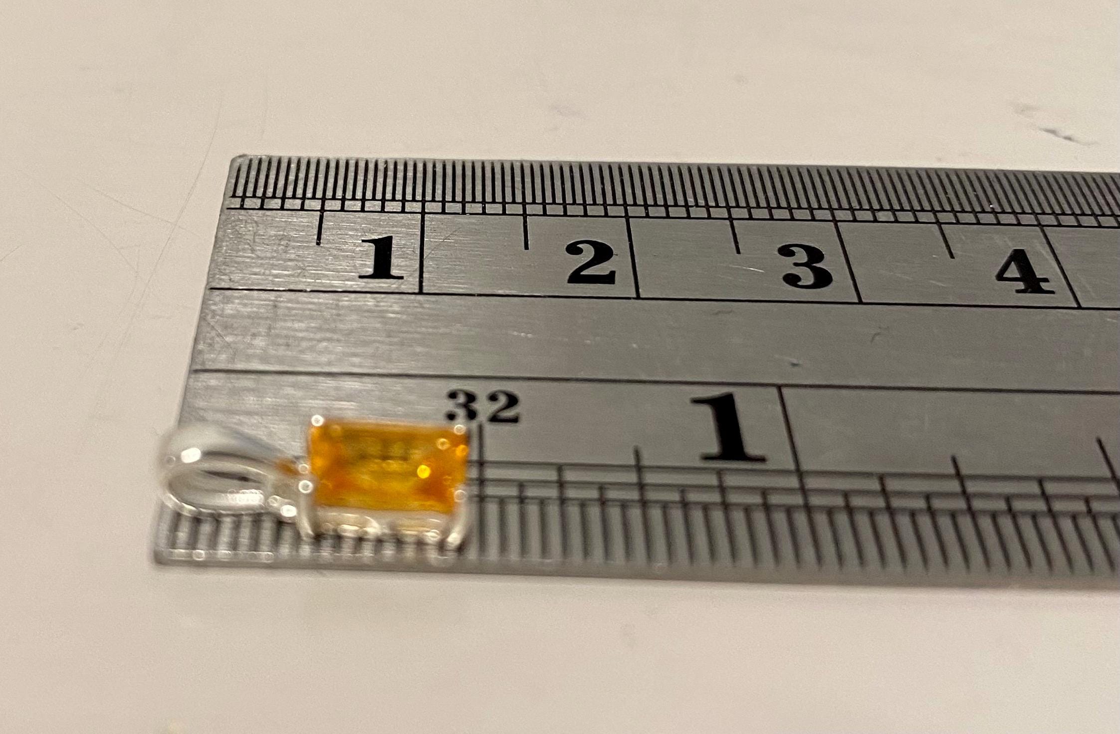 Emerald Cut Mandarin Spessartite Garnet Sterling Silver Pendant