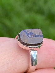 A Natural Australian Boulder Opal and Silver Ring