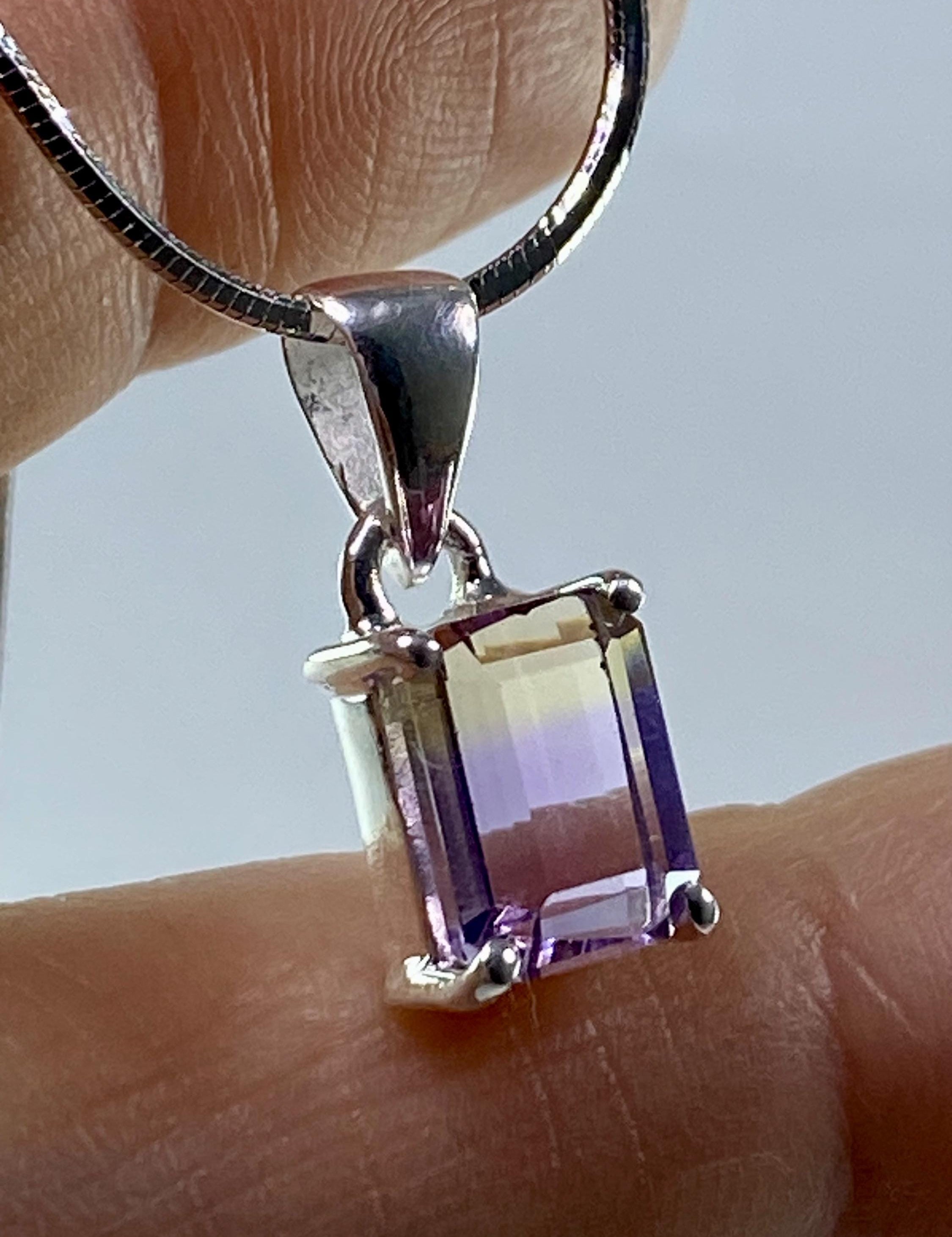 Natural Ametrine 925 Silver Pendant Necklace
