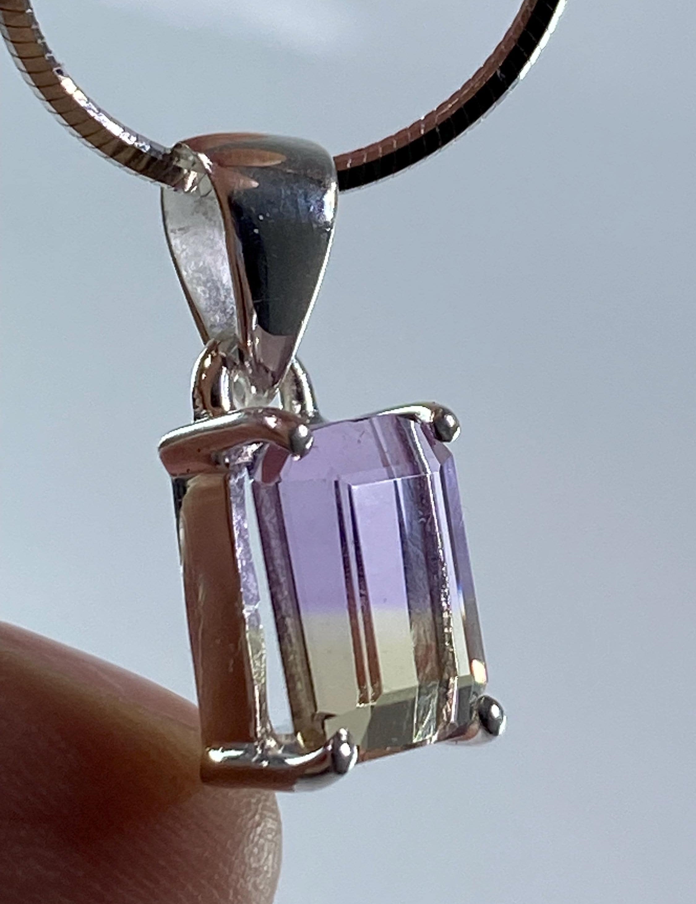 Natural Ametrine 925 Silver Pendant Necklace
