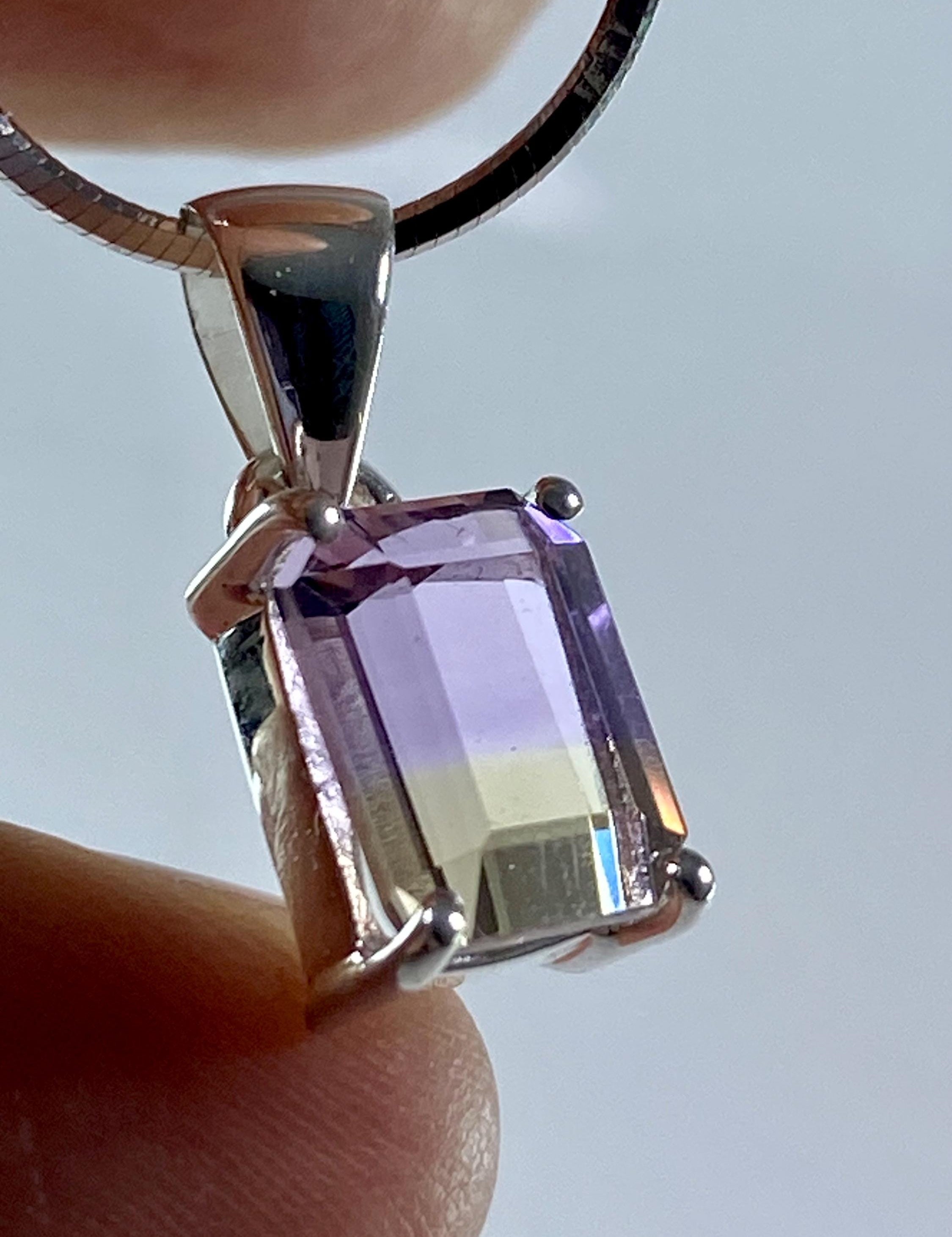 Natural Ametrine 925 Silver Pendant Necklace