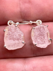 Morganite Drop Earrings: 925 Silver, Pale Pink Hexagon Cut
