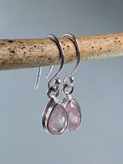 Natural Morganite and Sterling Silver Drop Earrings