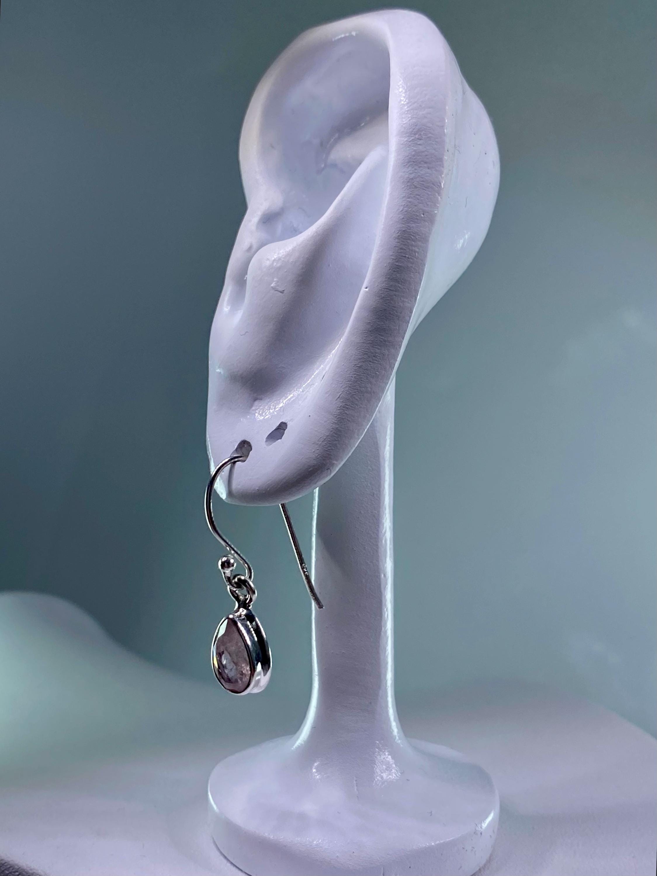 Natural Morganite and Sterling Silver Drop Earrings