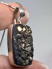 Pyrite Drusy/Druzy Silver Pendant