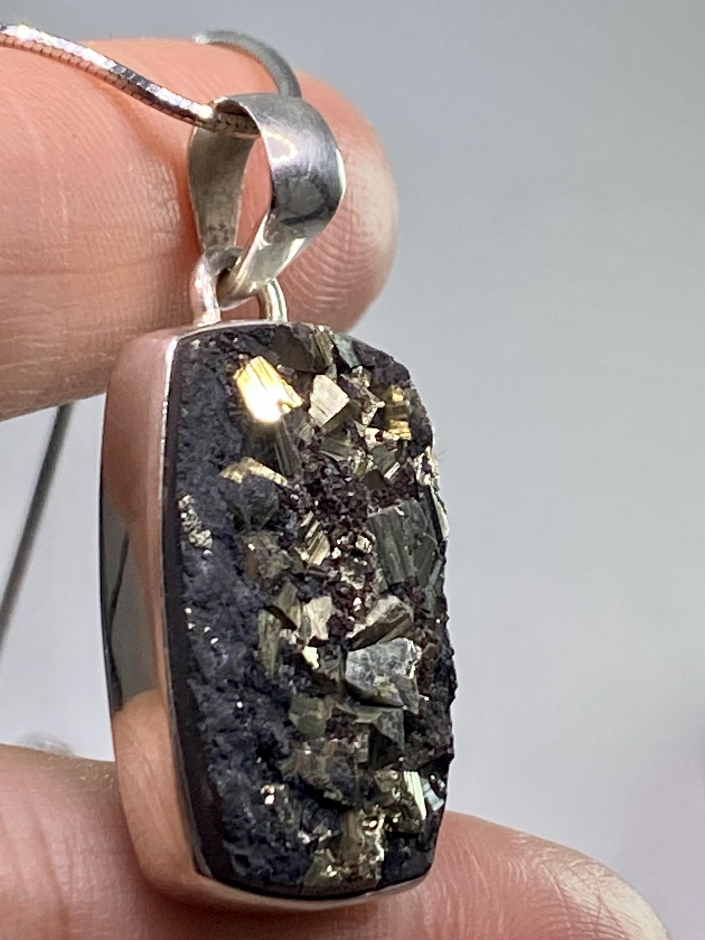 Pyrite Drusy/Druzy Silver Pendant
