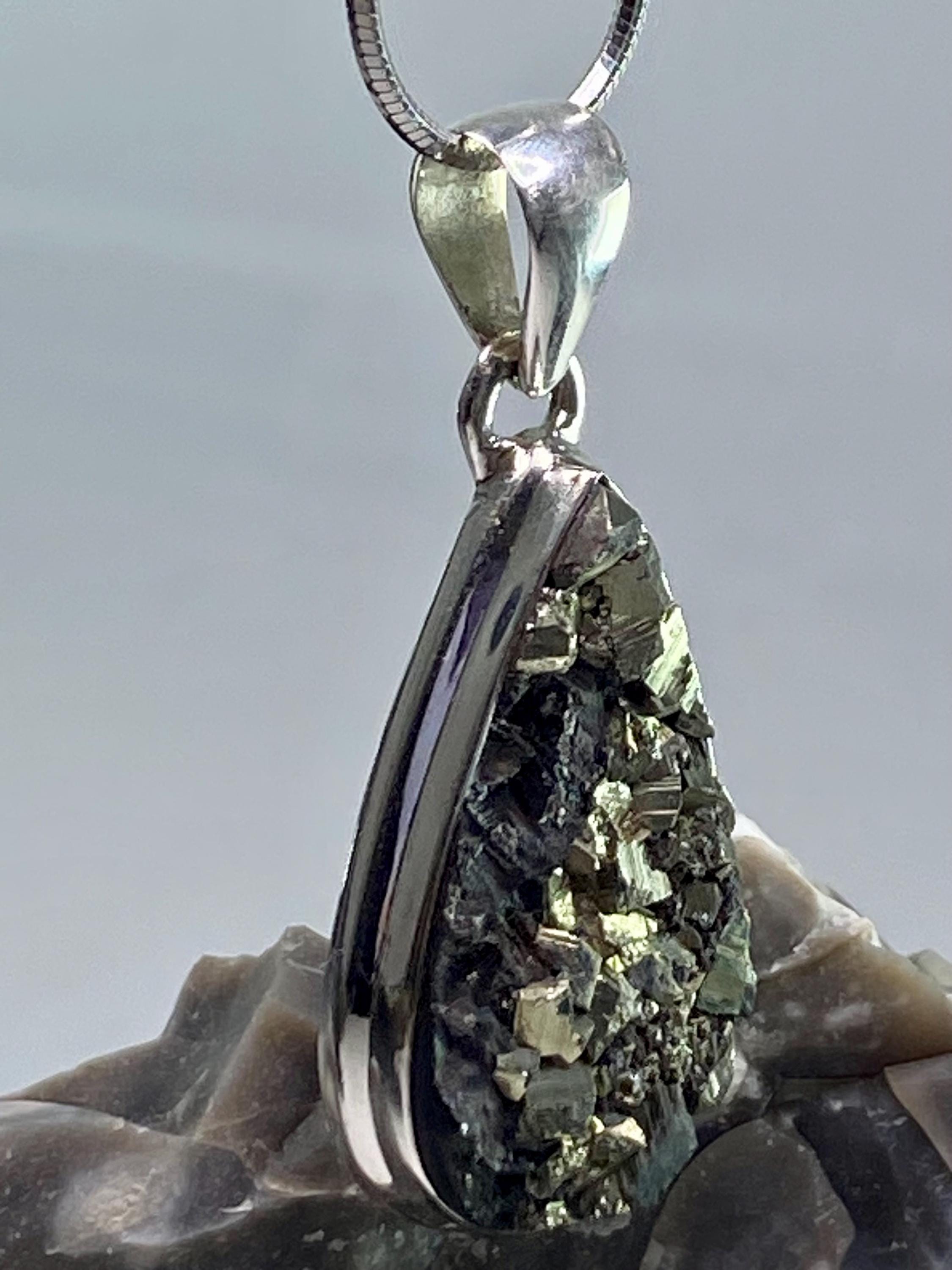Pyrite Drusy/Druzy Silver Pendant