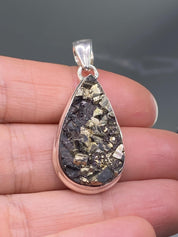 Pyrite Drusy/Druzy Silver Pendant
