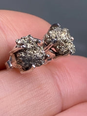 Pyrite Drusy/Druzy Silver Stud Earrings