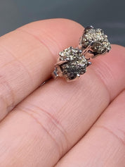 Pyrite Drusy/Druzy Silver Stud Earrings