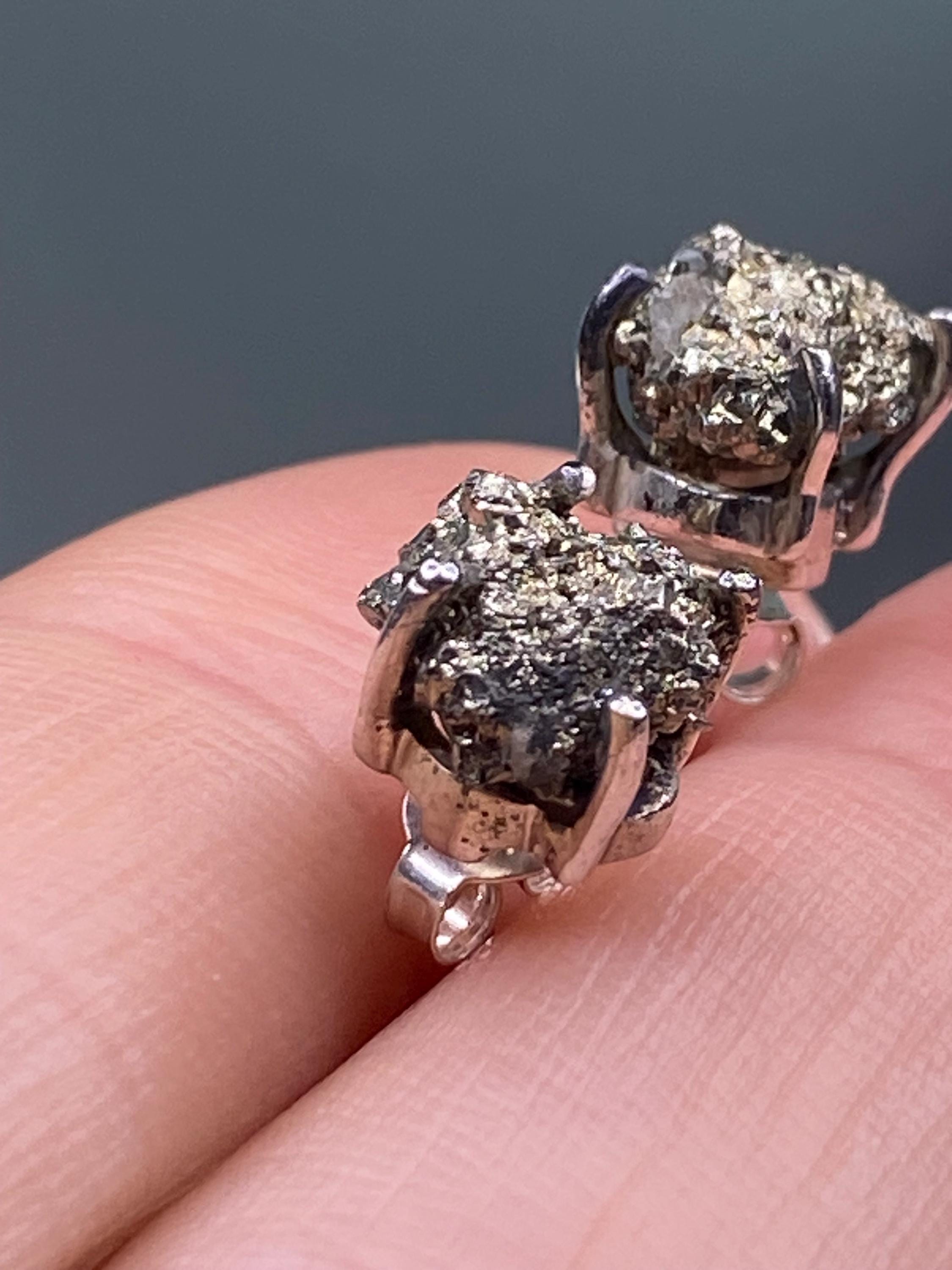 Pyrite Drusy/Druzy Silver Stud Earrings