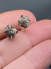 Pyrite Drusy/Druzy Silver Stud Earrings