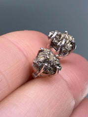 Pyrite Drusy/Druzy Silver Stud Earrings