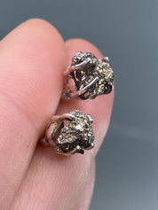 Pyrite Drusy/Druzy Silver Stud Earrings