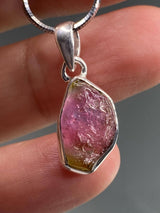 Watermelon Tourmaline Slice and Silver pendant