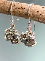 Pyrite Druzy and Silver Dangle Earrings