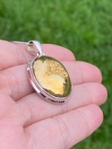 Golden Window Druzy Silver Pendant