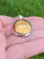 Golden Window Druzy Silver Pendant