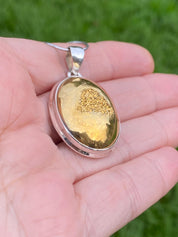 Golden Window Druzy Silver Pendant
