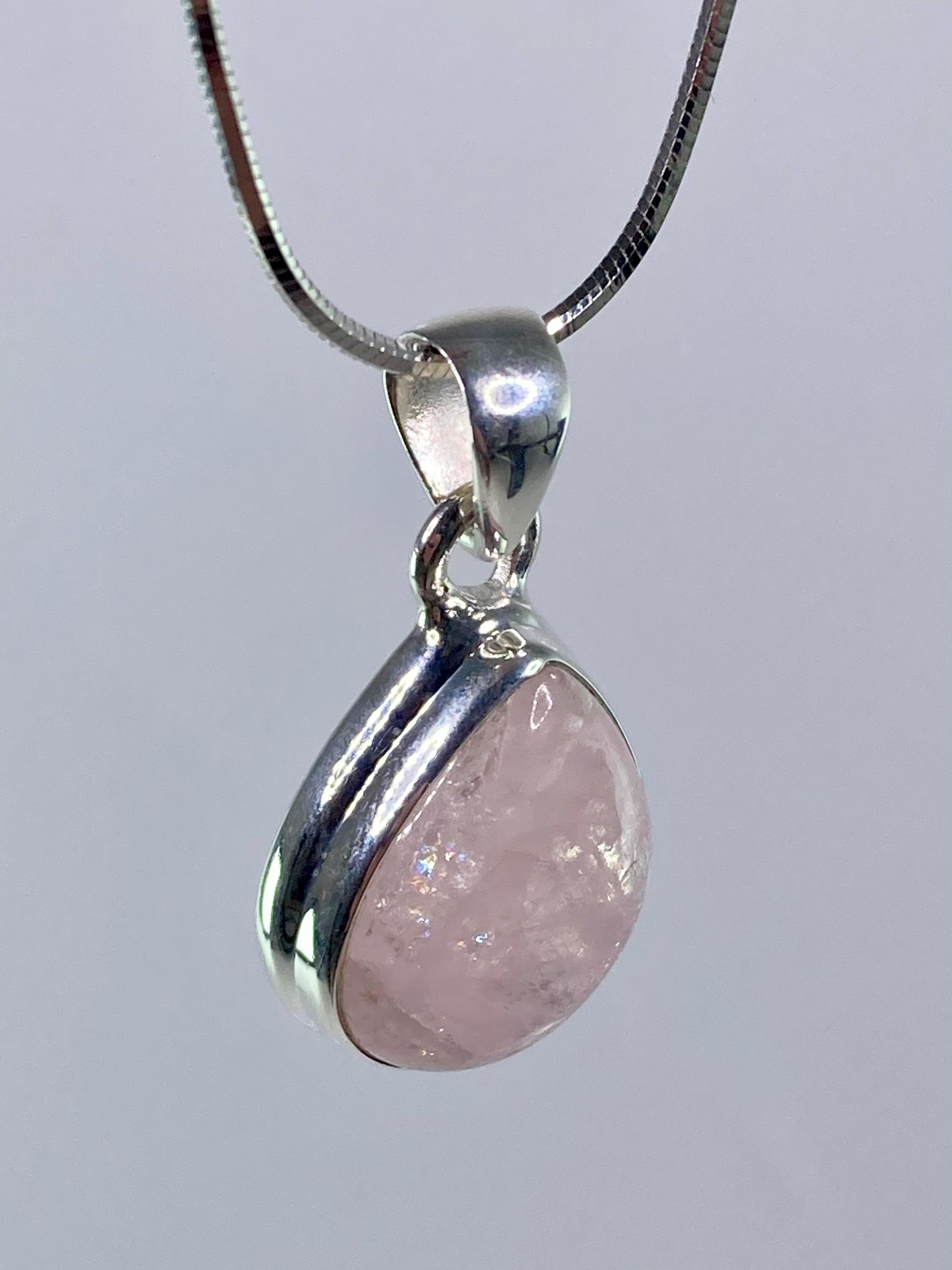Natural Morganite and Sterling Silver Pendant
