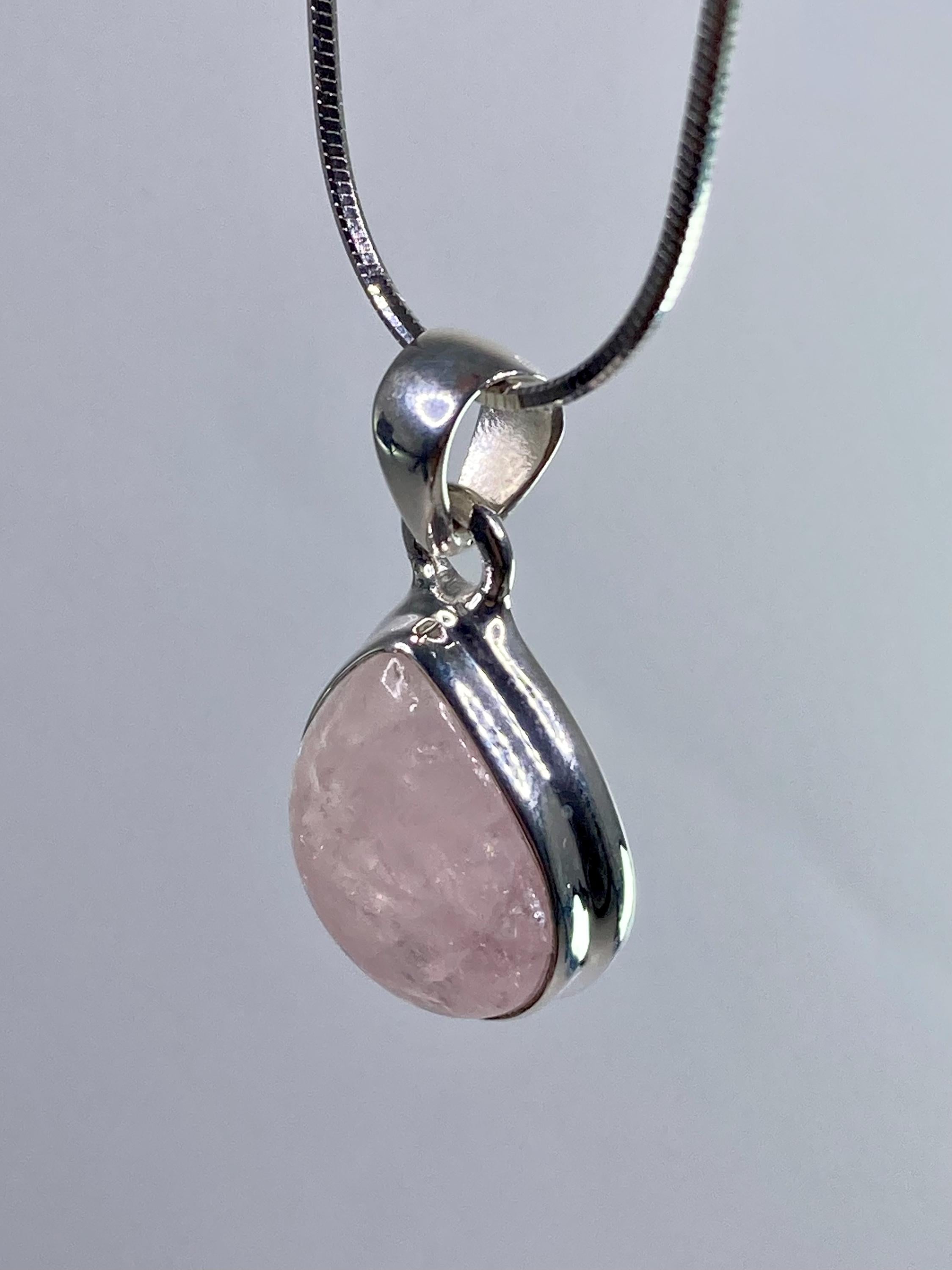 Natural Morganite and Sterling Silver Pendant