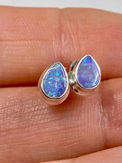 Australian Opal and Silver Stud Earrings