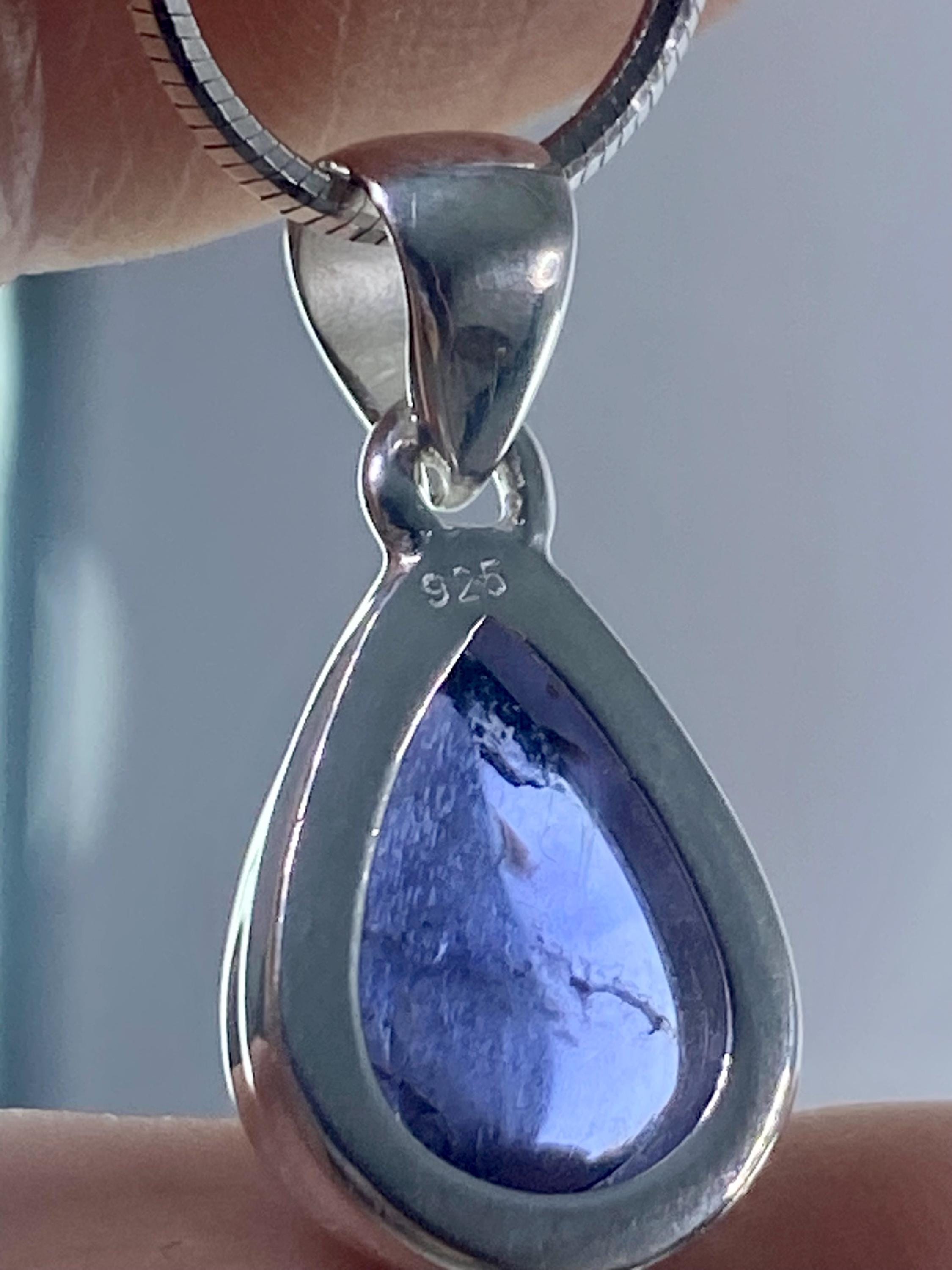 Natural Iolite or Lolite Silver Pendant